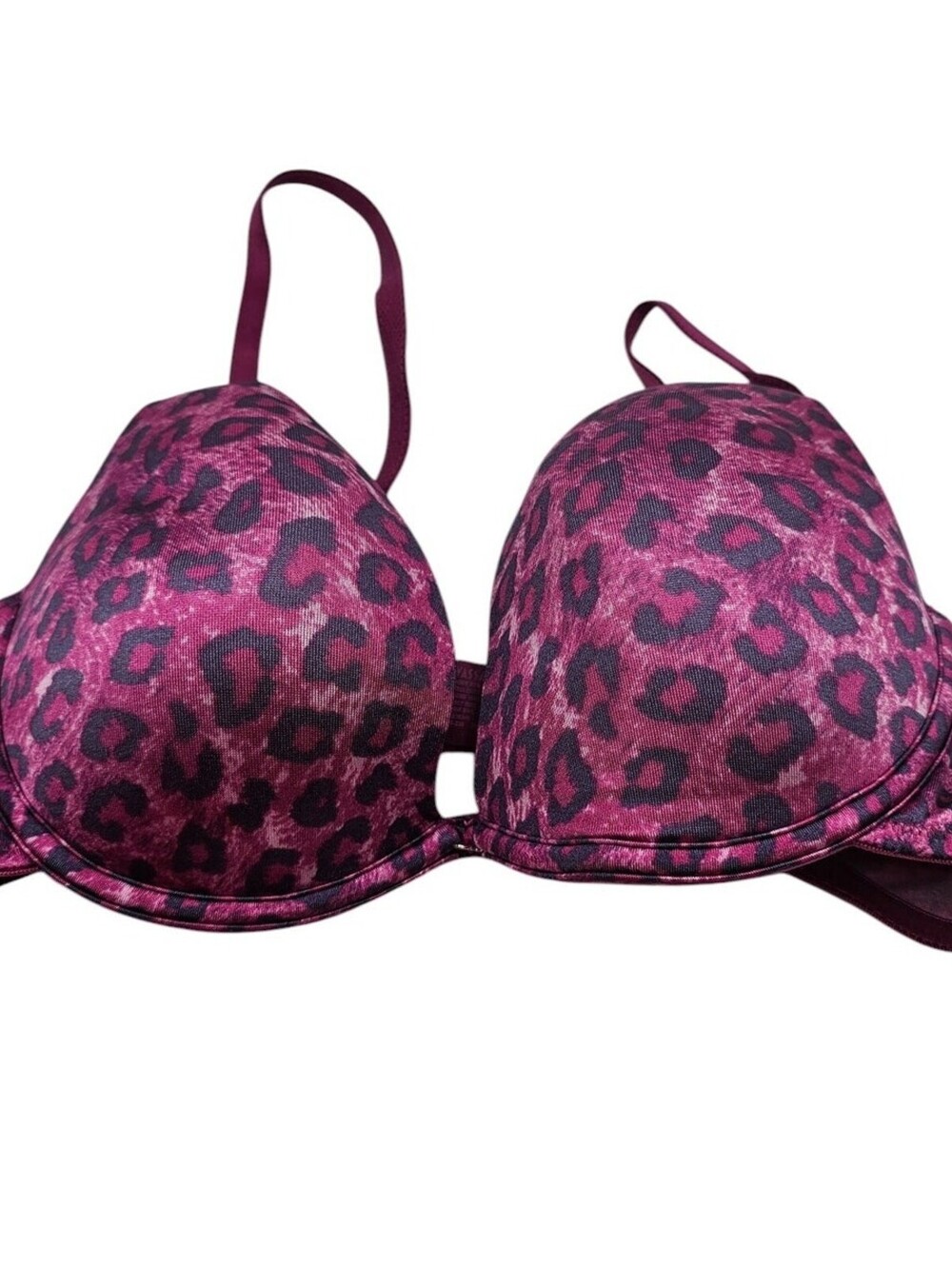Vintage Y2K Vassarette Womens Sz 36C T Shirt Bra Purple Leopard Print